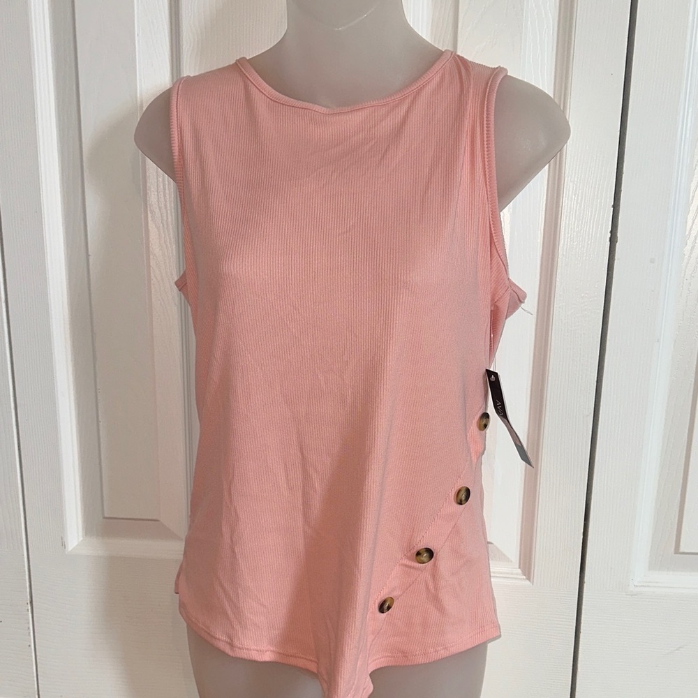 Ava James Ribbed Peach Tank Sleeveless Small S NWT